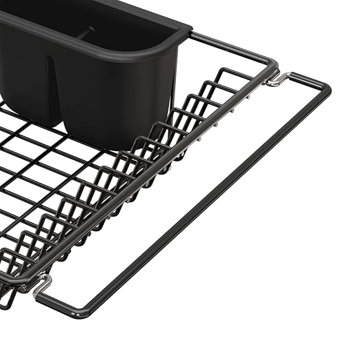 Simple Houseware Large Stainless Over Sink Counter Dish Drainer Rack, Black - color: Black, size: Large