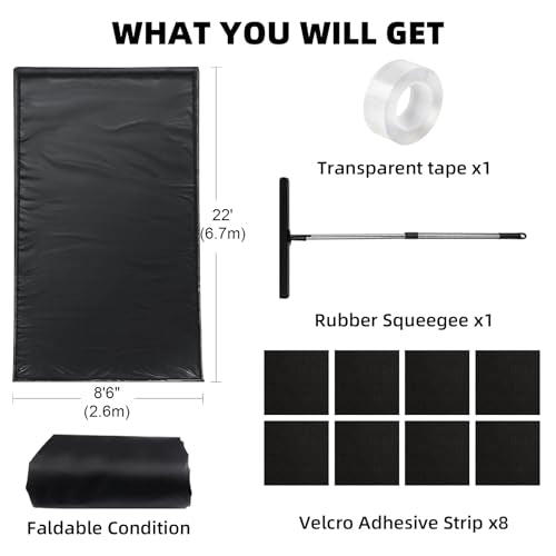 8'6"x22' Garage Floor Mat, Heavy Duty Containment Mat with a Squeegee Waterproof PVC Non-Slip Durable Protection from Snow, Rain and Mud, for Cars SUVs Trucks Parking Garages, Black - size: 8'6"x22'