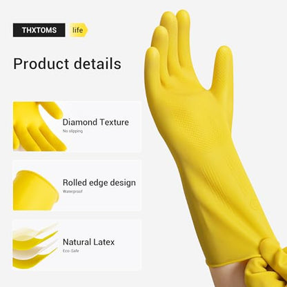 3 Pairs Rubber Dishwashing Gloves, Reusable Household Cleaning Gloves for Women Men, Kitchen and Bathroom Cleaning, Gardening, Pet Care, Extra Thickness, 20 Mil, 13", Heavy Duty, Non-Slip, M - color: 3 Pairs, size: Medium
