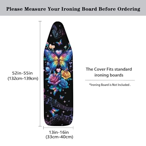 Waterproof Ironing Board Cover Buttefly Print Iron Board Cover with Padding 15x54 Inch Standard Size 54x16 inch Pressing Cloth for Ironing - color: Buttefly
