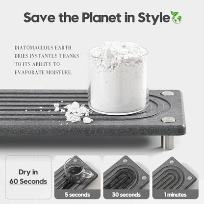 Razborci Water Absorbing Stone Sink Caddy Kitchen Sink Organizer Tray, Diatomite Bathroom Counter Tray, Faucet Drying Mat Coaster Soap Dish Rack Riser Dispenser Sponge Holder, Charcoal 10" x 4" - color: 10"x 4" - Charcoal