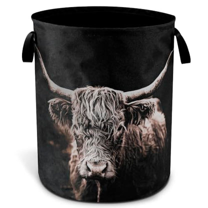 Highland Cow Laundry Basket Foldable Waterproof Hamper 18.9 x 16.5 Inch - color: Highland Cow Animal