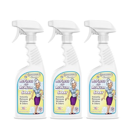 Grandma's Secret Refresh N ReWear Spray - Instantly Removes Wrinkles & Odors - Wrinkle Release, Fabric Refresher Spray, Chlorine, Bleach and Toxin-Free - 16 Ounce, 3 Pack - size: 16.00 Fl Oz (Pack of 3), style: Refresh N Rewear