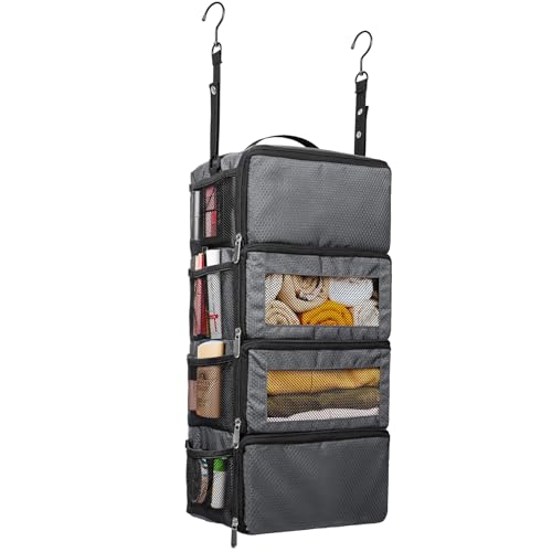Suitcase Organizer, Hanging Travel Luggage Organizer Shelves Carry On Bag - color: Grey-S, size: Small