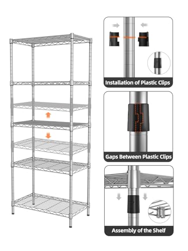 SINGAYE 5 Metal Shelves Wire Shelving Storage Shelf Adjustable Unit Pantry - color: Grey, size: 5 Tier 12"Dx22"Wx59"H
