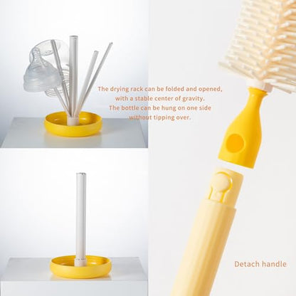 Travel Silicone Baby Bottle Brush Cleaner, Bottle Cleaner Brush Set - color: Grey and White
