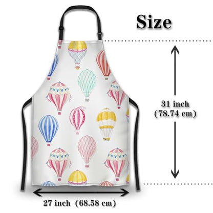Kitchen Apron for Women Hot Air Balloons Mans Aprons for Cooking Restaurant BBQ Painting Crafting Gardening 27” (W) x 31” (H), Waterproof Apron - color: Hot Air Balloons