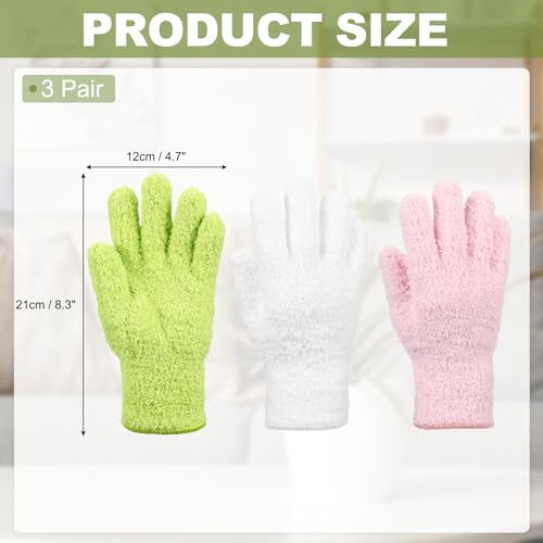 uxcell Microfiber Gloves, Reusable Washable Plant Dusting Gloves Cleaning Mittens for Auto Plants Household Kitchen - color: Pink/Grass Green/White