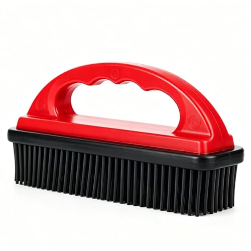 Rubber Brush - Effortless Pet Hair & Lint Removal for Couches & Clothes Red - color: Red
