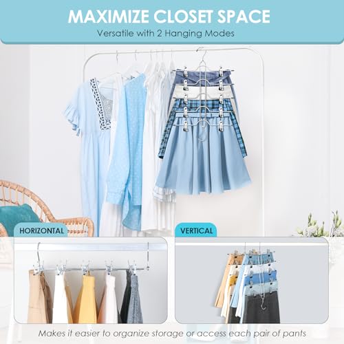 Skirt Hangers with Clips 5 Tier Space Saving Pants Hangers 4 Pack