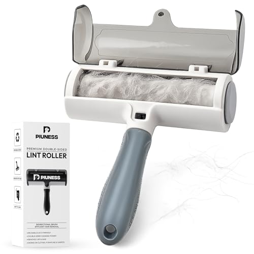 Reusable Pet Hair Remover Roller – Heavy Duty Lint Roller for Dog & Cat Hair – No Sticky Sheets, Eco-Friendly Hair Remover for Furniture, Couch, Carpet, Car, Rugs & Bedding (Gray & White) - color: Gray & White