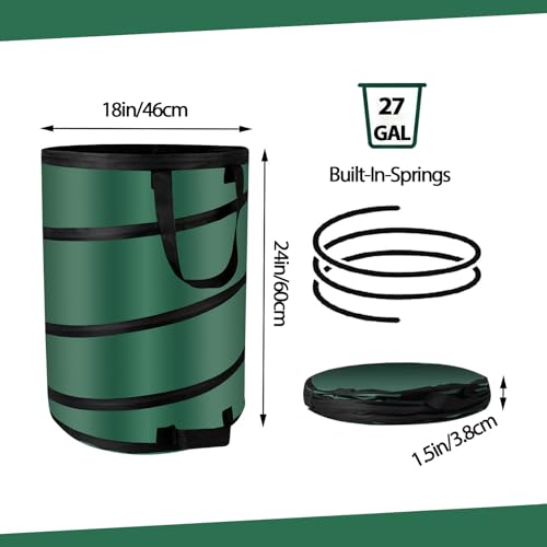 27 Gallons Collapsible Outdoor Trash Can Reusable Lawn and Leaf Bags - size: 1 Count (Pack of 2)