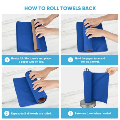 AIDEA Microfiber Cleaning Cloth Roll-55 Sheets, Cleaning Rags 11×9" - color: Dark Blue, size: 55 Count (Pack of 1)