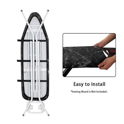 ZDCUSTOM Black Marble Ironing Board Cover and Pad- 52" x 13" Iron Board Cover Standard Ironing Board Cover with Elastic Edge and Hook and Loop Fasteners - color: Black Marble