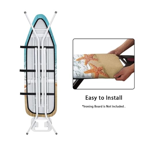 ZDCUSTOM Beach Starfish Ironing Board Covers, 15x54 Padded Ironing Board Covers, Extra-Wide Stain Resistant Thick Padding and Elasticized Edge Covers - color: Beach Starfish