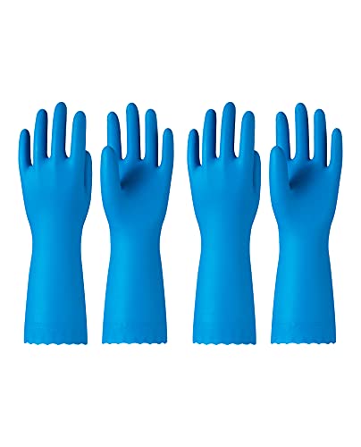 PACIFIC PPE 2 Pairs Dishwashing Gloves, Cotton Flocked Liner, Blue, Large - color: Blue, size: Large (Pack of 2)