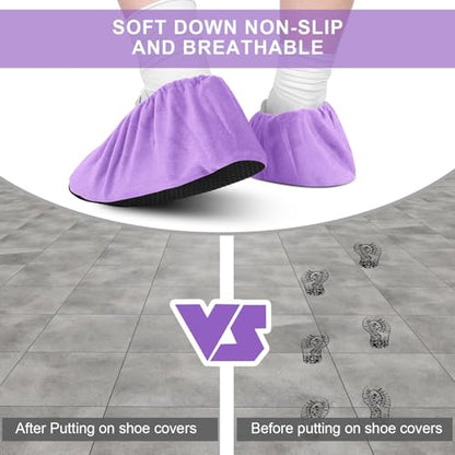 JaGely 11 Pair 11 Pair Reusable Cloth Shoe Covers for Indoors, Light Purple - color: Light Purple
