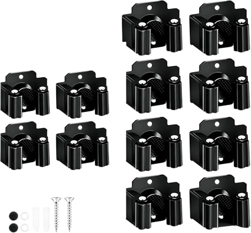 12 Pack Broom Holder Wall Mount, Tool Storage Mop Organizer, Shovel Rack Hooks For Garage Laundry Kitchen Garden Shovel Cleaning Supplies