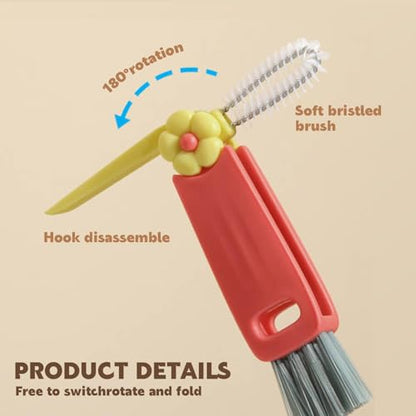 3 in 1 Cup Lid Cleaning Brush, Multifunctional Cleaning Brush Portable Cup Lid Cleaner for Bottle Gap Tight Spaces Cup, Portable Cup Lid Cleaner, 1 Pcs Red - color: 1 Pcs Red
