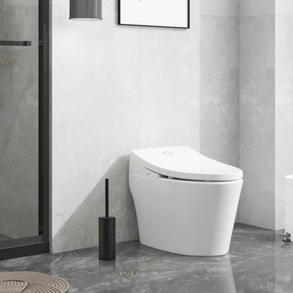 304 Stainless Steel Toilet Bowl Cleaner Brush and Holder Set - color: H-black