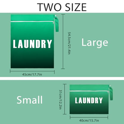 2 Pcs Large Travel Laundry Bags - Waterproof Wet/Dry, Washable, Dirty Clothes, Bathing Suit, Workout, Gym Clothes, Swimming, Yoga (Green+Dark Green) - color: Green+Dark Green