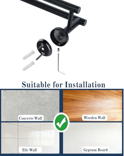 Alise Double Towel Bar Black,16" Towel Racks for Bathroom Wall Mounted - color: Matte Black, size: 16-Inch (2-Bars)