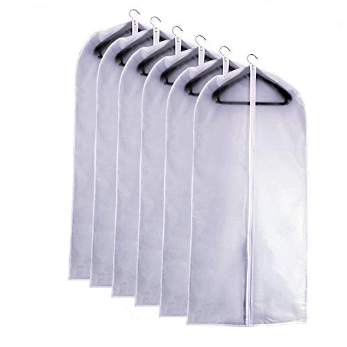 Garment Bags for Hanging Clothes 24" x 60" Coat Covers for Closet Foldable Washable Dress Bags for Hanging Clothes for Long Dress Dance Costumes Suits Gowns Coats - color: White, size: 24''X60''