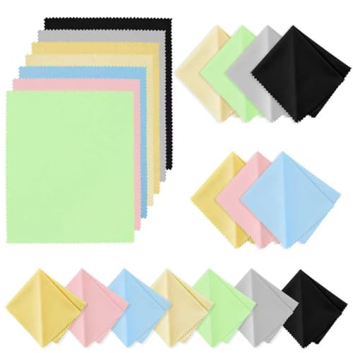 21 Pack Glasses Cleaning Cloths, 6"× 7"Large Eyeglass Cleaning Cloths, Premium Ultra-Soft Lens Wipes Cloth for Eyeglasses, Camera Lenses, Mobile Phones, Laptops, Television Screens - Color Mixing