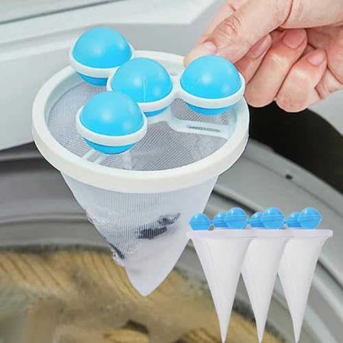 3PCS Reusable Washing Machine Filter Bag Floating Lint Hair Catcher Mesh Laundry Ball Cleaning Tools,Blue - color: Blue