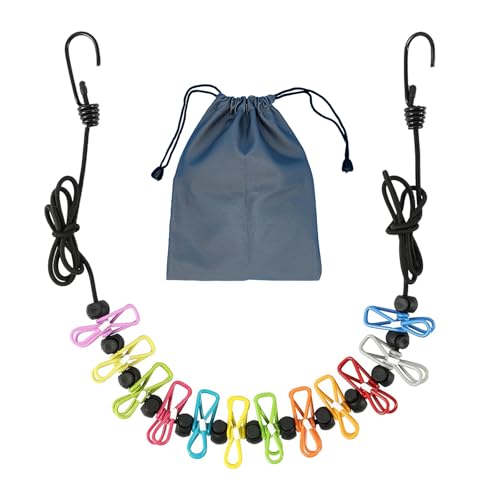 Retractable Portable Travel Clothesline, Including 12 Clothes Clips, 13 Positioning Beads, Hanging at Will, Suitable for Indoor and Outdoor, Balcony, Outdoor Camping Accessories
