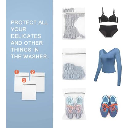3-Pack Mesh Laundry Bags for Delicates (12x16 in, Medium) – Durable Honeycomb Wash Bags with Zipper – Protect Lingerie, Socks, Baby Clothes & Bras – Reusable for Laundry & Travel