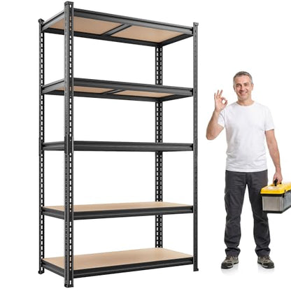 REIBII 2400LBS Garage Shelving,36" Wx16" Dx72" H Shelves for Basement - color: Black