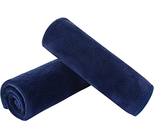 SINLAND Microfiber Facial Cloths Fast Drying Washcloth 12inch x 12inch (Pack of 2, Navy Blue) - color: Navy Blue, size: 1 Count (Pack of 2)