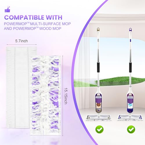 25 Pack Disposable Mop Pads for PowerMop Multi-Surface Floor Mop - size: 25*Purple