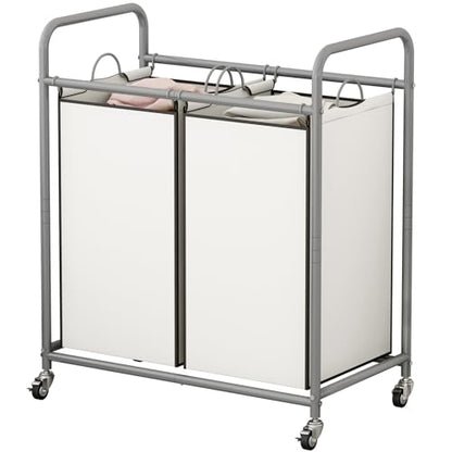 SUOERNUO Laundry Hamper with Lockable Wheels and 2 Removable Bags - color: Beige