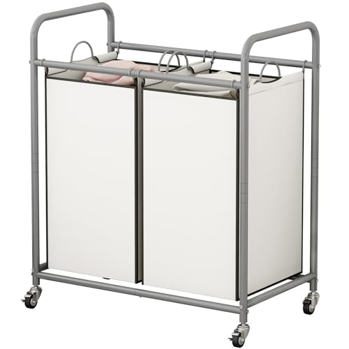 SUOERNUO Laundry Hamper with Lockable Wheels and 2 Removable Bags - color: Beige