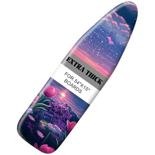 Ironing Board Cover 15"x54"，Standard Ironing Board Replacement Cover，Easy Fit - color: Pinkish Purple, size: 15"x54"