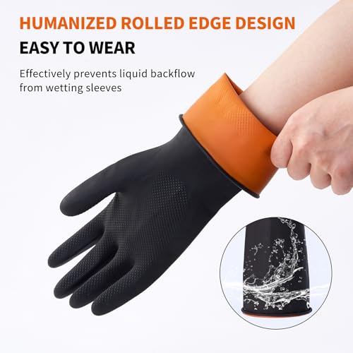 Bamllum Reusable Rubber Dishwashing Gloves, Black, 4 Pairs, Small - size: Small