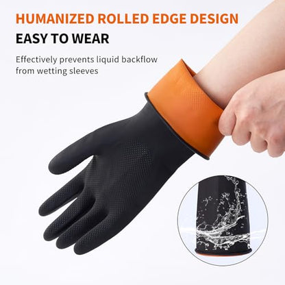 Bamllum Reusable Rubber Dishwashing Gloves, Black, 4 Pairs, Small - size: Small