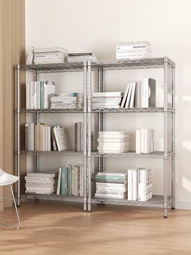SINGAYE 4 Metal Shelves Wire Shelving Storage Shelf Adjustable Unit Pantry - color: Grey, size: 4 Tier 14"Dx24"Wx48"H
