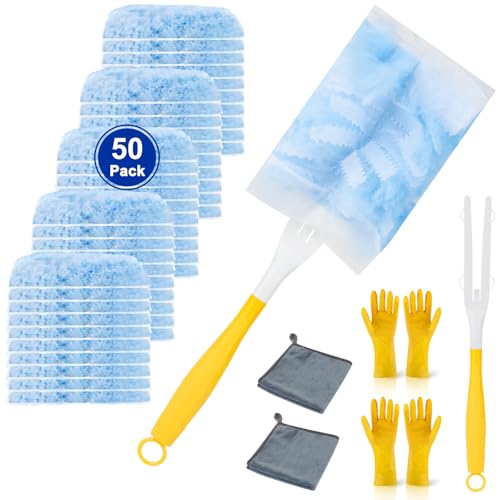 Duster Refill for Cleaning with 2 Handles, Heavy Duty Disposable Duster Kit - size: 50pack
