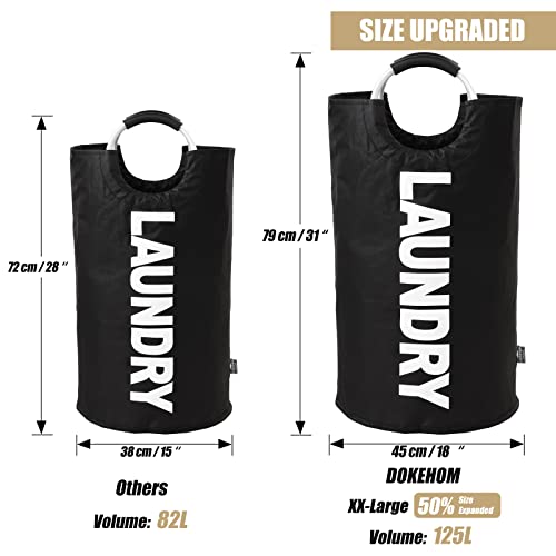 DOKEHOM 125L X-Large Laundry Basket Bag, Collapsible Tall Hamper, Black - color: Black, size: 125L