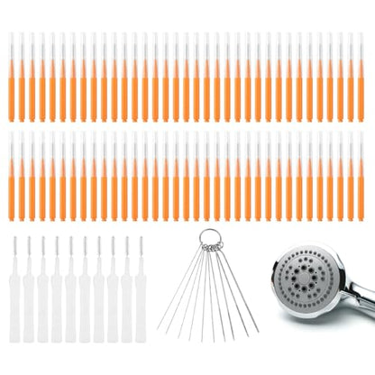 90 Pcs Shower Head Cleaner Set, Small Hole Nozzle Unclogger Tool with Stainless Steel Pins & Detail Cleaning Brushes, Unclogging Picks for Showerhead, Faucet and 3D Printer