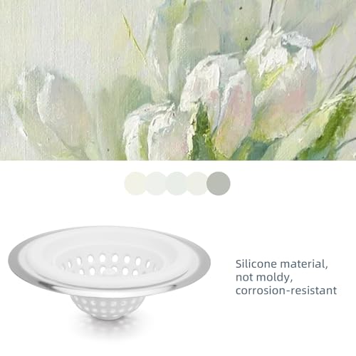 2 PCS Kitchen Stainless Silicone Sink Strainer, 4.5 inch Diameter… (White) - color: White
