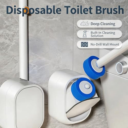 Disposable Toilet Wand Kit with 30 Refills,Wall-Mounted Holder & Storage Caddy,Toilet Brush for Deep Toilet Cleaning, Bathroom Accessories for Home, Dorm & RV(1 Wand+30 Refills) (31)