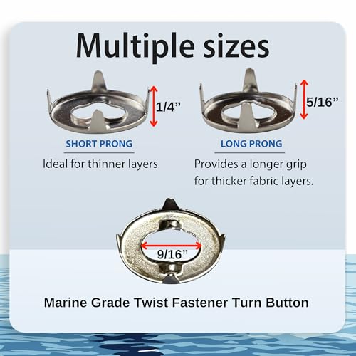 EZ-Xtend Marine Twist Fastener Turn Button Eyelet (Long Prong - 5 PK) - style: Long Prong - 5 PK