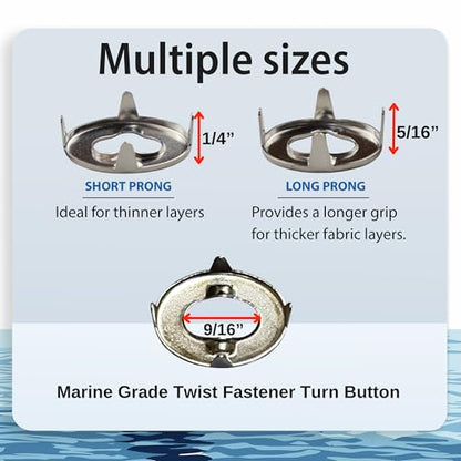 EZ-Xtend Marine Twist Fastener Turn Button Eyelet (Long Prong - 5 PK) - style: Long Prong - 5 PK
