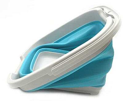 SAMMART 10L (2.6 Gallon) Collapsible Rectangular Handy Bucket (1, Grey/Bright Blue) - color: Grey/Bright Blue