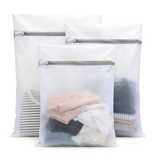 3Pcs Mesh Laundry Bags with Sturdy Zipper,washing Bags for Washing Delicates,Protect Clothes in Washing Machine for Home, College & Dorm (Large+Medium+Small) - size: Large+Medium+Small