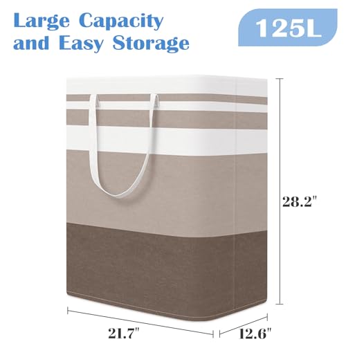 BlissTotes 3-Pack Laundry Basket, Collapsible Laundry Hamper, Khaki, 125L - color: Khaki, size: 125L